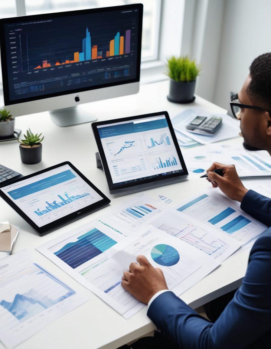 A visually rich and engaging scene depicting a diverse group of people in a modern financial advisory office, discussing their savings and investment strategies. Include financial graphs, a sleek computer screen showing market trends, and a warm, inviting atmosphere. Incorporate elements of wealth management like brochures and charts in the background, symbolizing growth and opportunity. super-realistic. vibrant colors. white background.